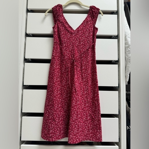 RUE 21 Vintage Y2K Pink Red Floral Cap Puff Sleeve Midi Dress Size Small - Picture 7 of 14